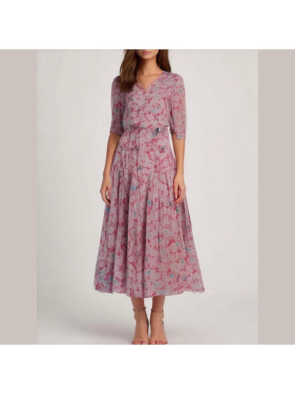 Vintage Floral Dress cottagecore granny 80s 90s bright modest flowers